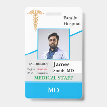 Personalized Medical Employee ID Badge + Barcode