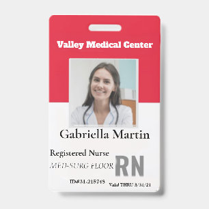 Personalized Medical Employee Photo ID Badge