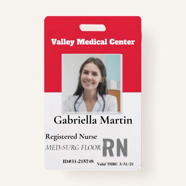 Personalized Medical Employee Photo ID Badge (Front)