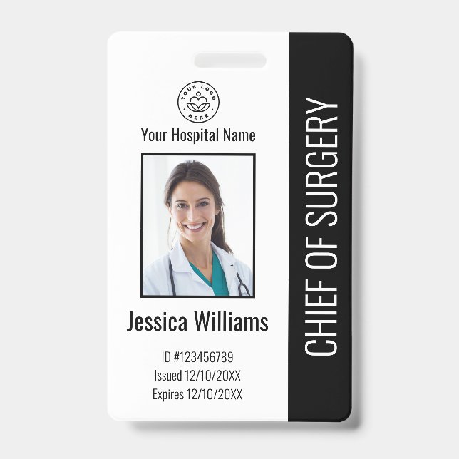 Personalized Medical Employee Photo ID Black Badge (Front)