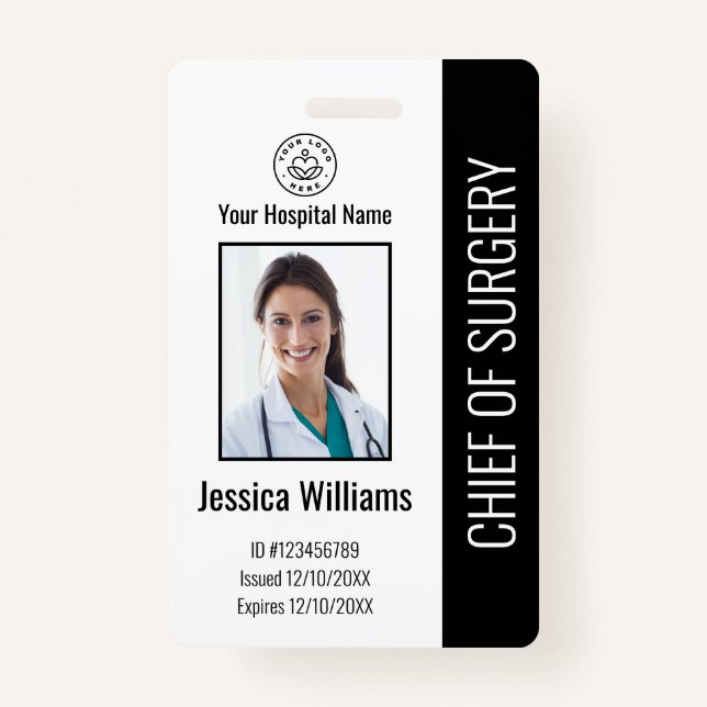 Personalized Medical Employee Photo ID Black Badge (Front)