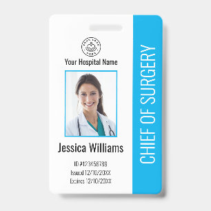 Personalized Medical Employee Photo ID Blue Badge