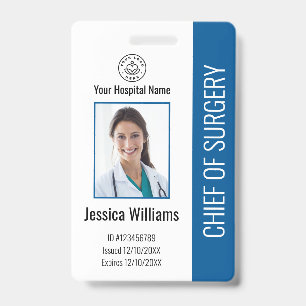 Personalized Medical Employee Photo ID Blue Badge