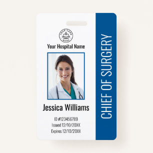 Personalized Medical Employee Photo ID Blue Badge