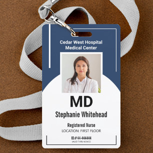 Personalized Medical Employee Photo ID Navy Badge