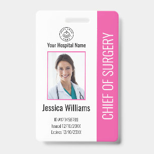 Personalized Medical Employee Photo ID Pink Badge