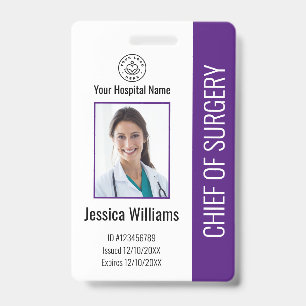 Personalized Medical Employee Photo ID Purple Badge