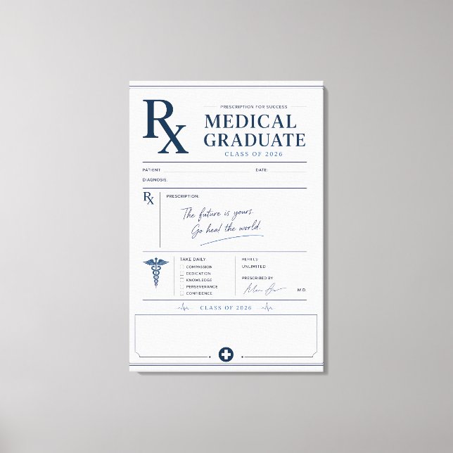 Personalized Medical Graduate Class 2026 Canvas Print (Front)