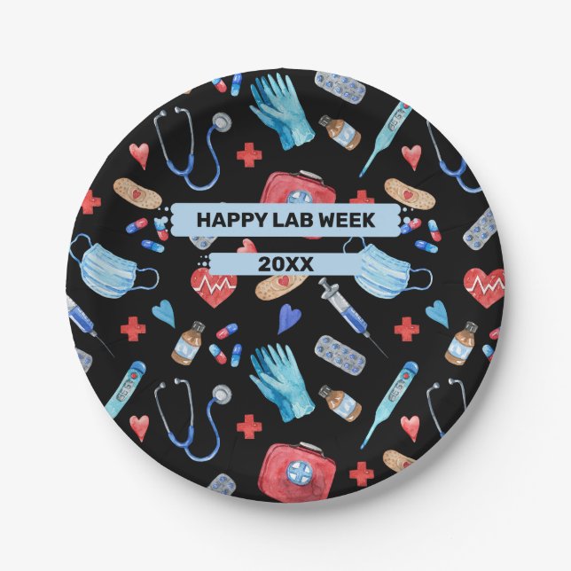 Personalized Medical Laboratory Lab Week Party Paper Plate (Front)