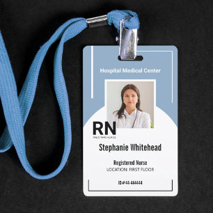 Personalized Medical Personnel Photo ID Dusty Blue Badge