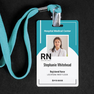 Personalized Medical Personnel Photo ID Teal Badge