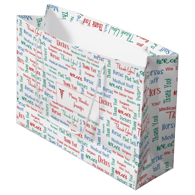 Personalized Medical Personnel Thank You  Large Gift Bag (Front Angled)