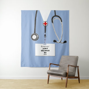 Personalized Medical School Graduation Backdrop Tapestry