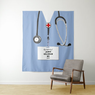 Personalized Medical School Graduation Backdrop Tapestry