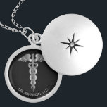 Personalized Medical Symbol Caduceus - Silver Locket Necklace<br><div class="desc">Personalized Medical Symbol Caduceus Necklace ready for you to personalize. ✔Note: Not all template areas need changed. 📌If you need further customization, please click the "Click to Customize further" or "Customize or Edit Design"button and use our design tool to resize, rotate, change text colour, add text and so much more.⭐This...</div>