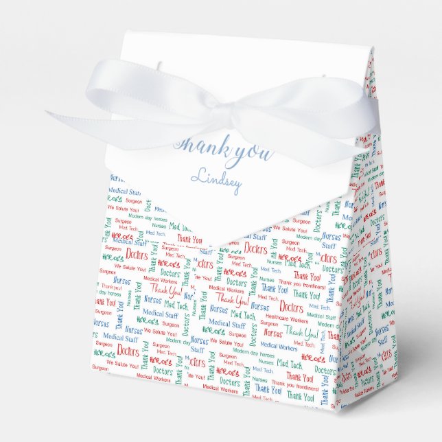 Personalized medical Thank You Red White Blue   Favor Box (Front Side)