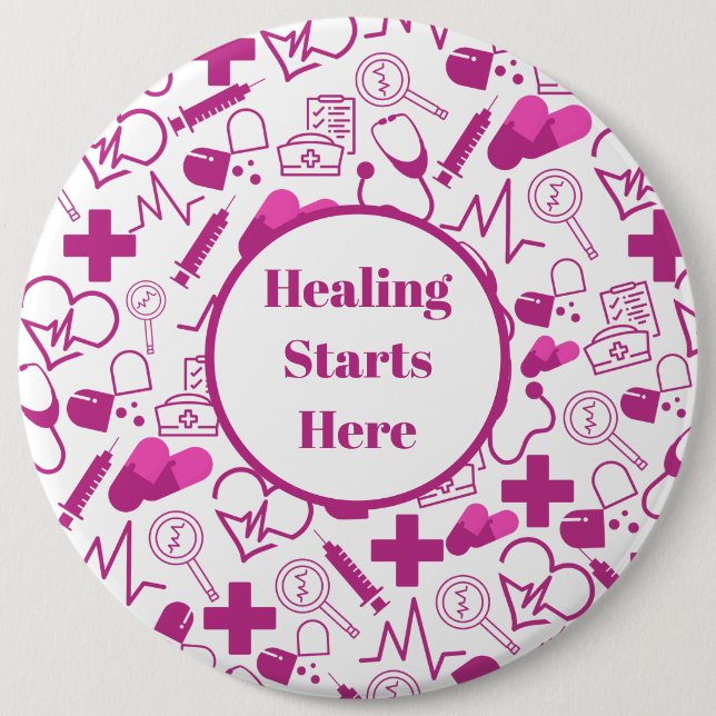 Personalized Medical Theme Healthcare Professional 6 Inch Round Button (Front)