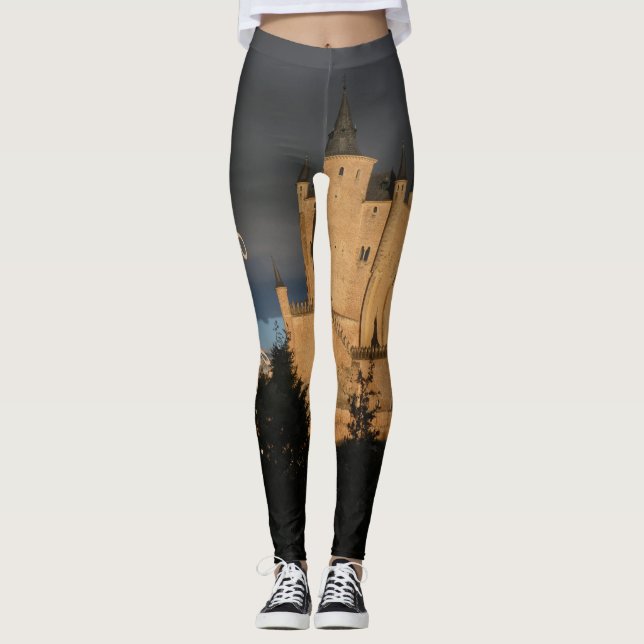 Personalized Medieval Castle Fashion Yoga Name Leggings (Front)