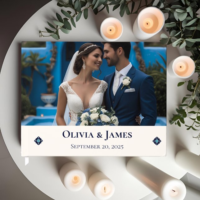Personalized Mediterranean Blue Tile Wedding  Guest Book (Creator Uploaded)