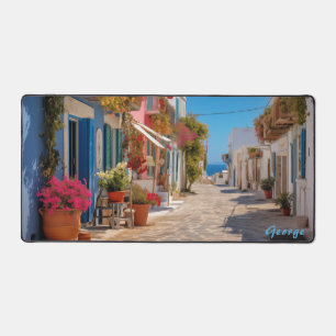 Personalized Mediterranean Island Street Desk Mat 