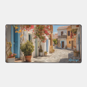 Personalized Mediterranean Island Street Desk Mat