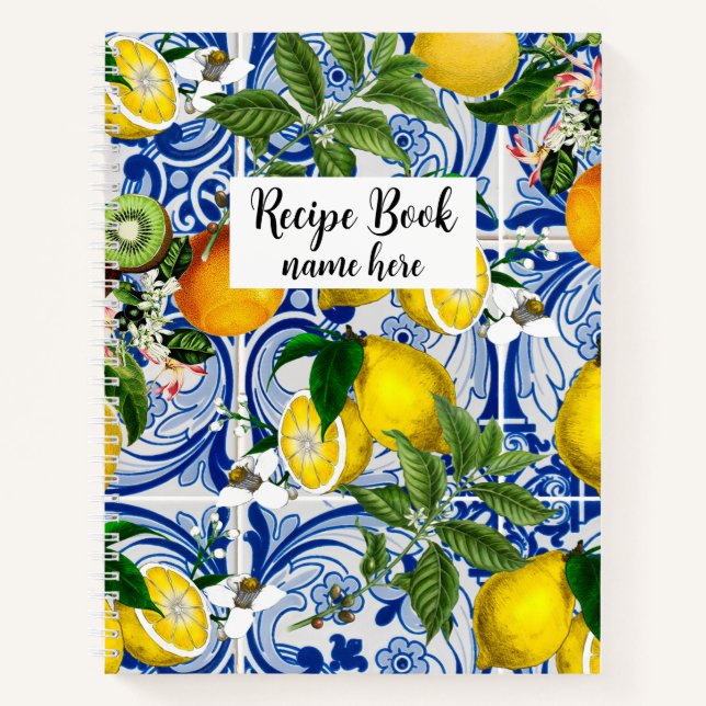 Personalized Mediterranean Lemons Recipe Book (Front)