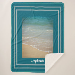 Personalized Mediterranean Sea View  Sherpa Blanket