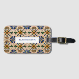 Personalized Mediterranean Vintage Floral Pattern  Luggage Tag