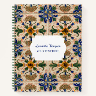 Personalized Mediterranean Vintage Floral Pattern  Notebook