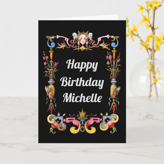 Personalized Medusa Birthday Card (Yellow Flower)