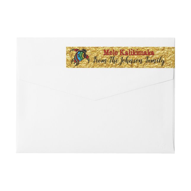 Personalized Mele Kalikimaka Colourful Honu Addres Wrap Around Label (Back)