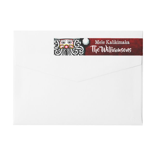Personalized Mele Kalikimaka Santa Return Address Wrap Around Label (Back)