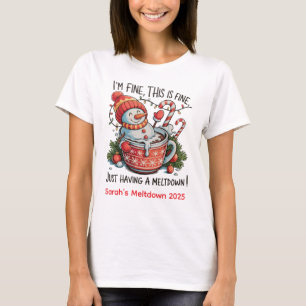 Personalized Melting Snowman Christmas Meltdown T-Shirt
