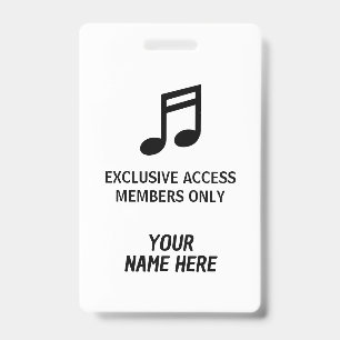 Personalized members only music concert pass badge