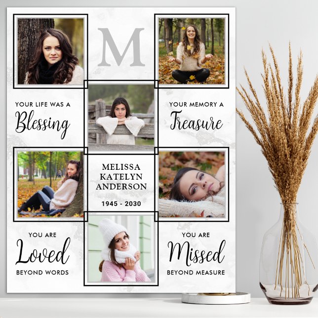Personalized Memorial 6 Photo Collage Funeral Poster (Creator Uploaded)