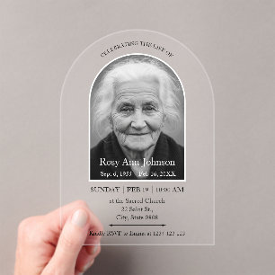 Personalized Memorial Funeral Photo Acrylic Invitations