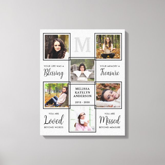 Personalized Memorial Keepsake Unique Photo  Canvas Print (Front)