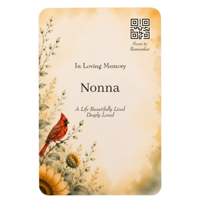 Personalized Memorial Magnet with QR Code (Vertical)