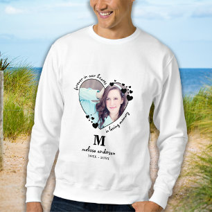 Personalized Memorial Modern Monogram Hearts Photo Sweatshirt
