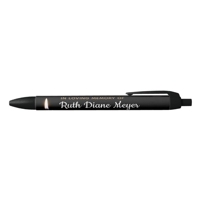 Personalized Memorial Pen Black With Candle (Top)