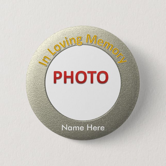 Personalized Memorial Photo 2 Inch Round Button (Front)
