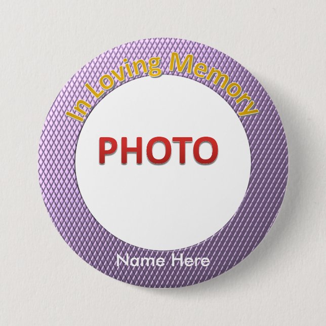 Personalized Memorial Photo 3 Inch Round Button (Front)