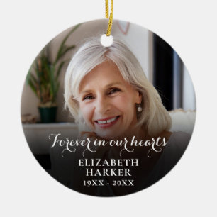 Personalized Memorial Photo Forever In Our Hearts Ceramic Ornament