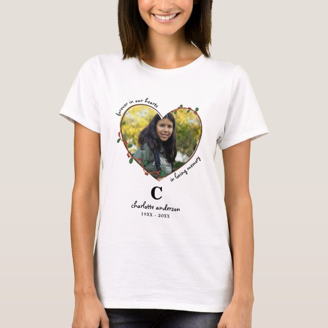Personalized Memorial Photo Forever In Our Hearts T-Shirt (Front)