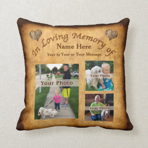 Personalized Memorial Pillow Your 3 PHOTO and TEXT