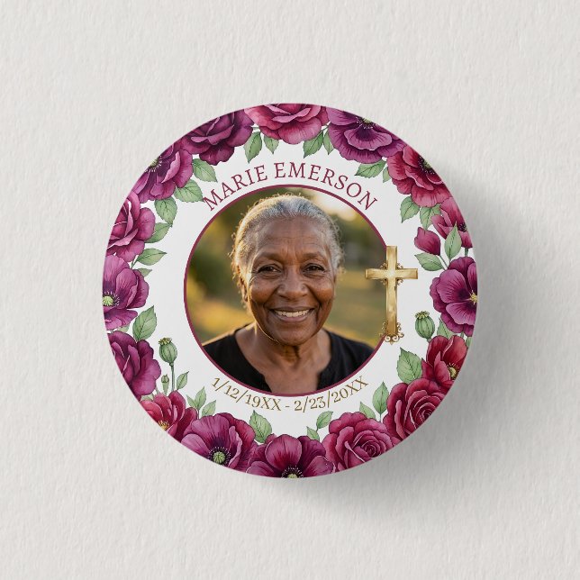 Personalized Memorial Remembering |  Photo 1 Inch Round Button (Front)