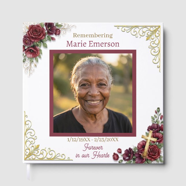Personalized Memorial Remembering |  Photo Guest Book (Front)