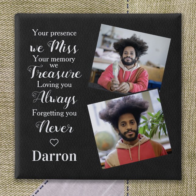 Personalized Memorial Remembrance Sympathy Photo 2 Inch Square Button (Creator Uploaded)