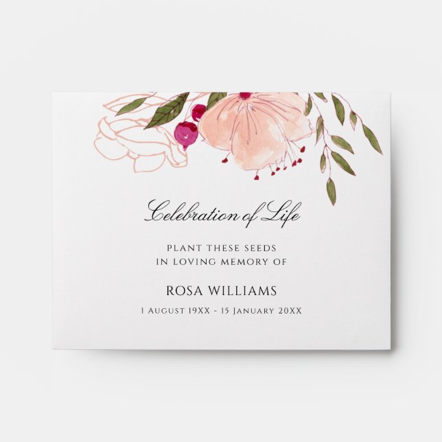 Personalized Memorial Seed Packets for Funerals  Envelope (Front)