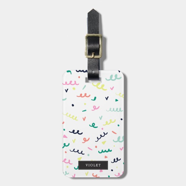 Personalized | Memphis Confetti Luggage Tag (Front Vertical)